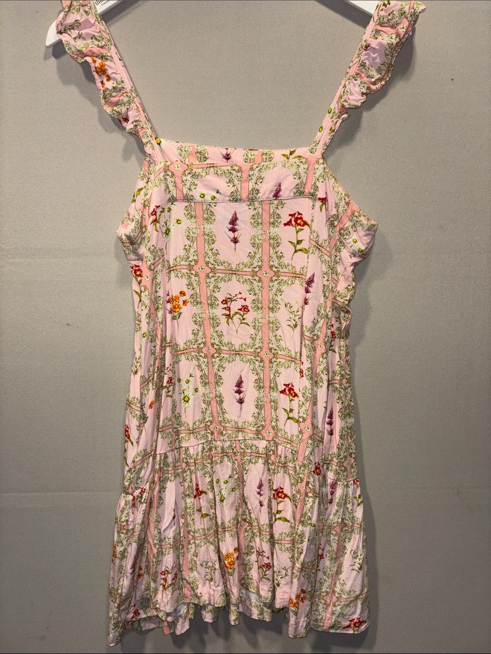 Pink Floral Ruffle-Strap Mini Dress - Picture 8 of 8